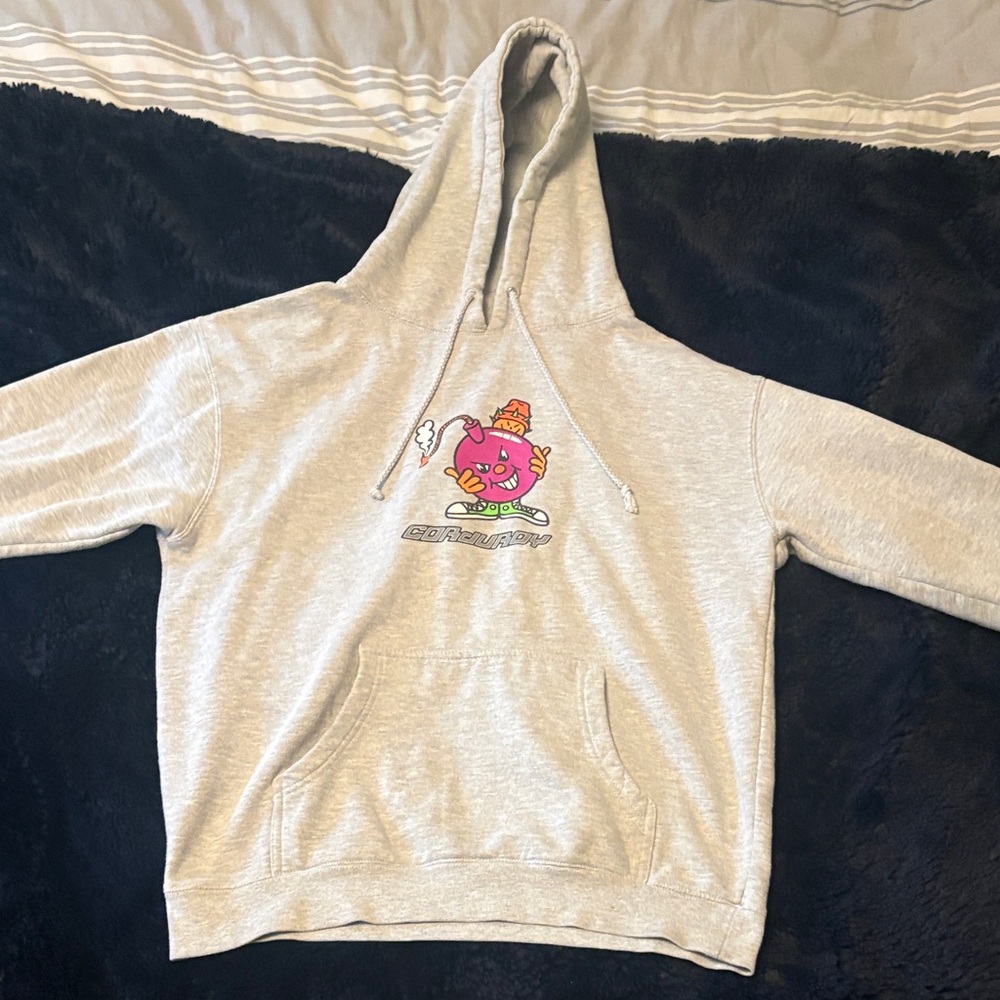 Gray Hoodie with Cartoon Graphic